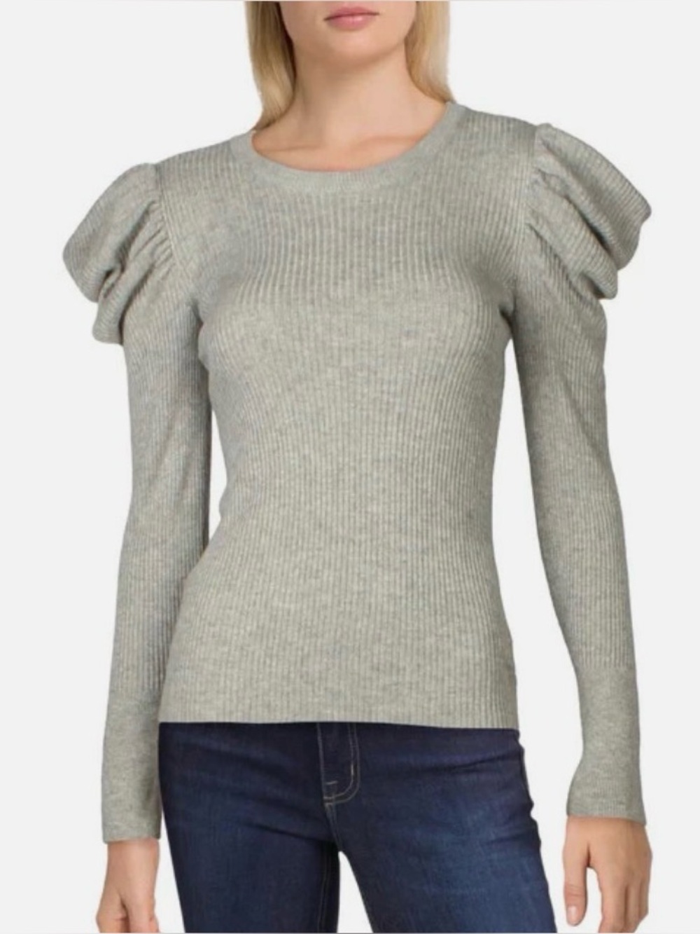 7 For All Mankind Gray Cashmere & Wool Ribbed Sweater